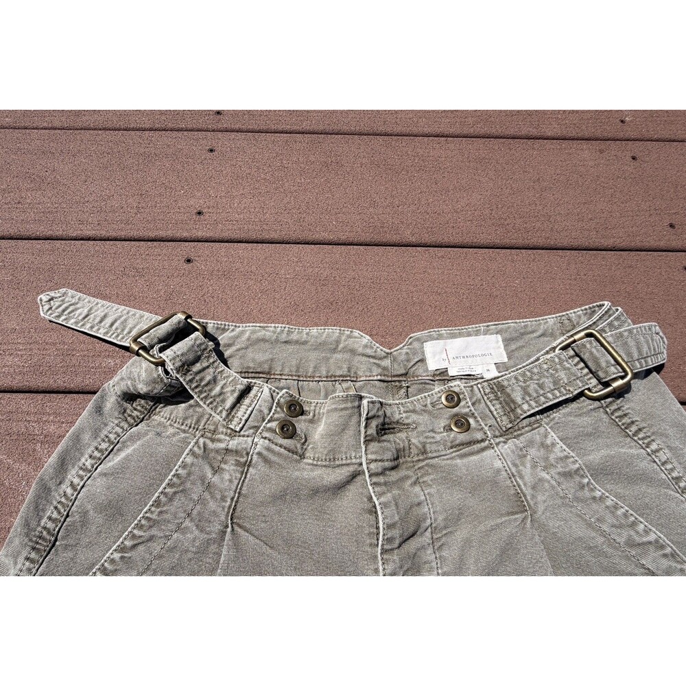 ANTHROPOLOGIE Liza Utility Shorts pleated button front stretch shorts sz 26 - Picture 5 of 10